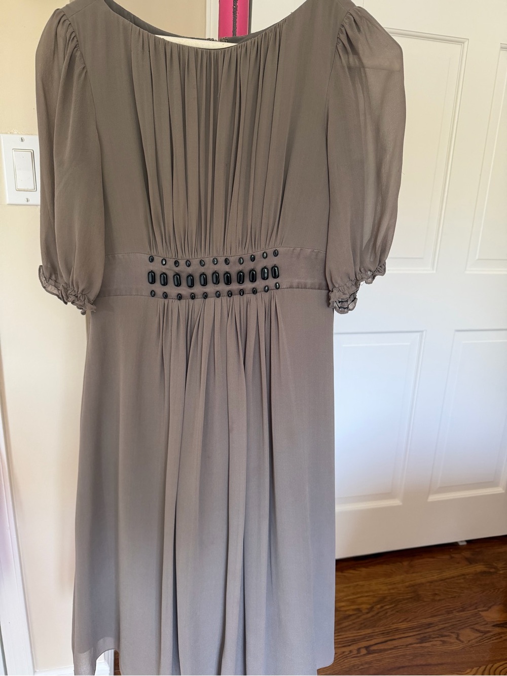 BCBG Paris Vintage 2000s Silk Pleated Empire Waist Cocktail Dress